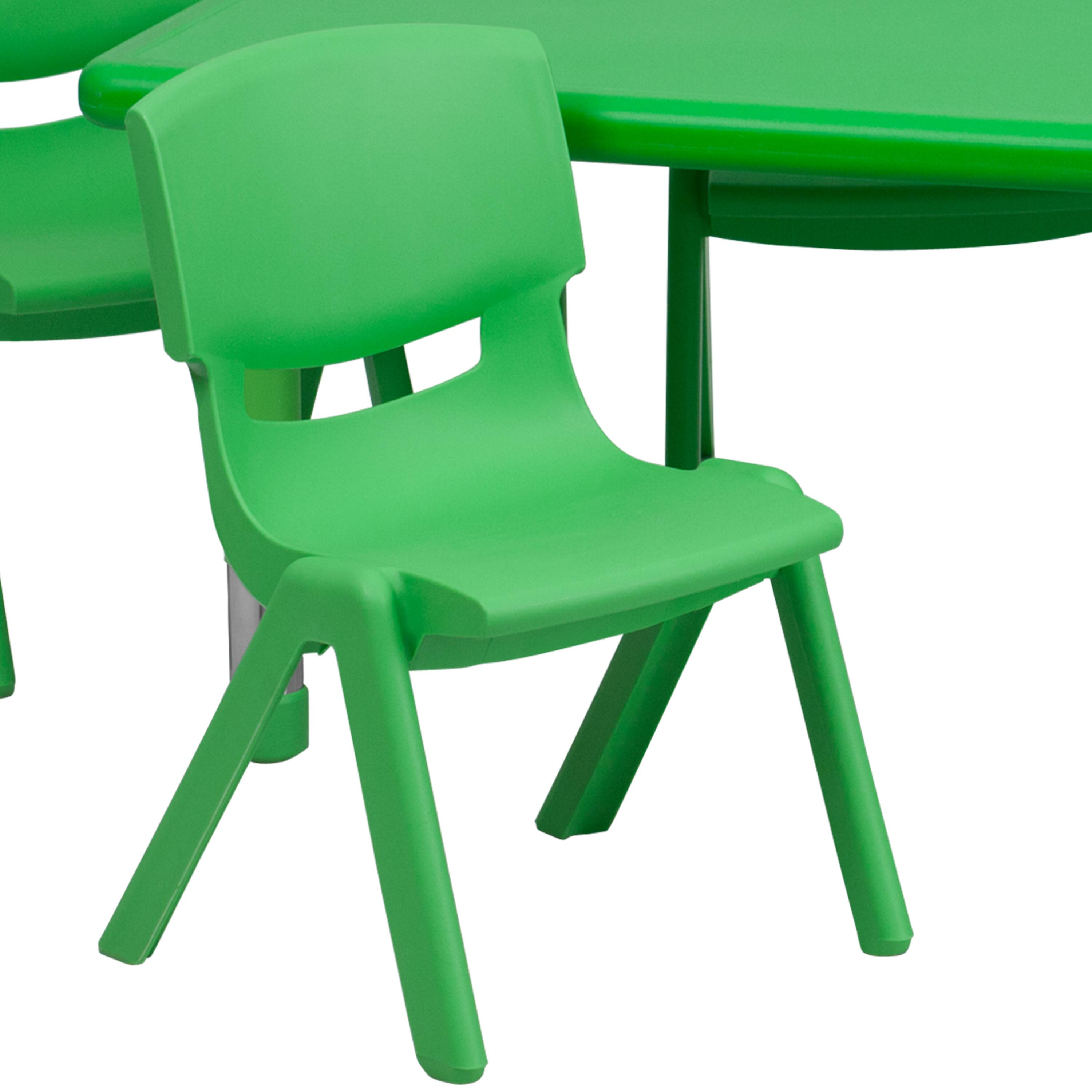 Alt View 2. Emma + Oliver - 24"W x 48"L Rectangular Plastic Height Adjustable Activity Table Set with 4 Chairs - Green.