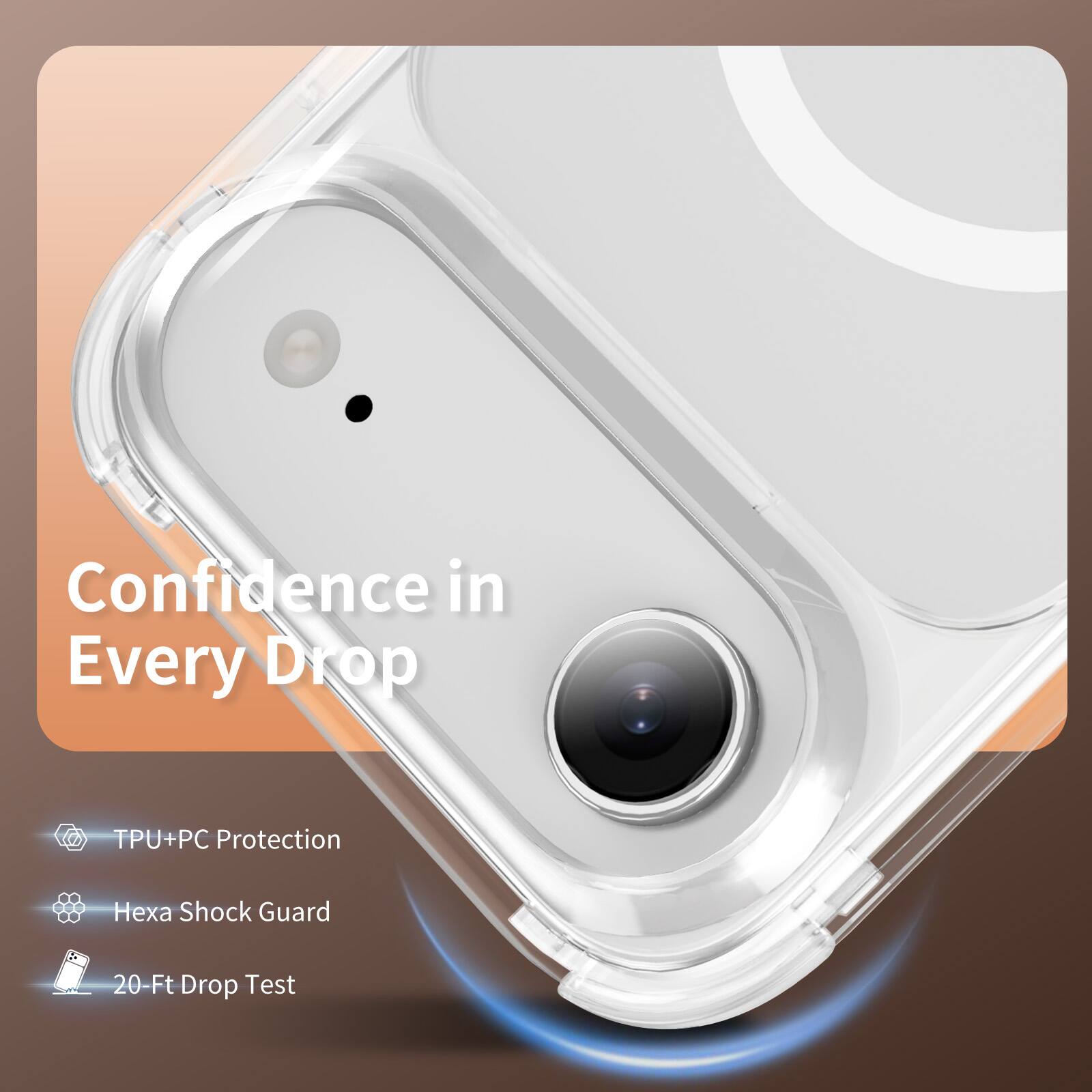 Confidence in Every Drop

TPU+PC Protection

Hexa Shock Guard

20-Ft Drop Test