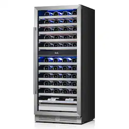 Yeego - 24" Dual Zone Wine Cooler Refrigerator, 89-Bottle Built-In Wine Fridge, 40-65°F Inverter Compressor - Stainless Steel