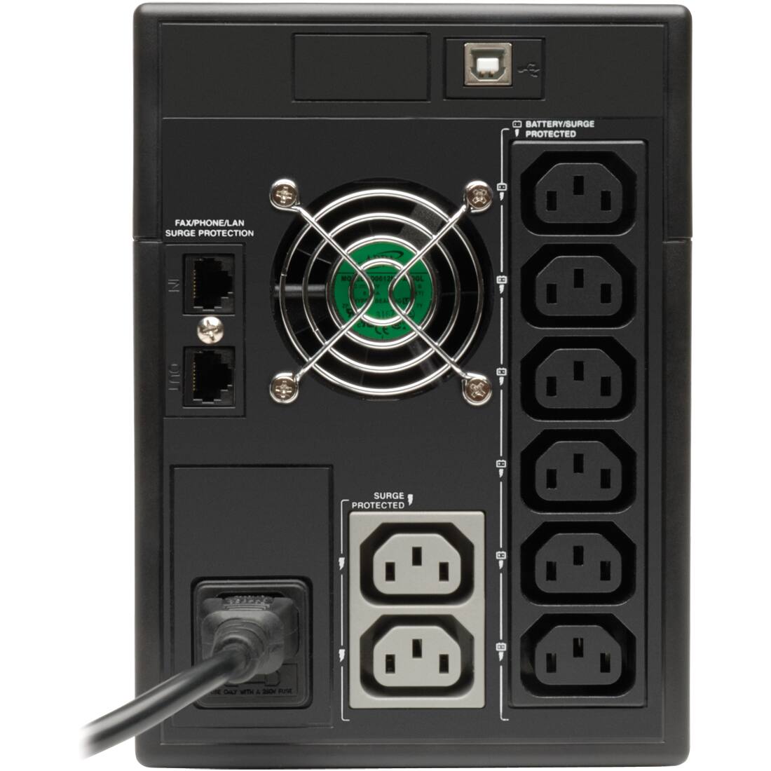 - BATTERY/SURGE PROTECTED
- FAX/PHONE/LAN SURGE PROTECTION
- SURGE PROTECTED