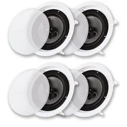 Front. Acoustic Audio by Goldwood - CS-IC83 in Ceiling 8" Speaker 2 Pair Pack 3 Way Home Theater - Paintable White.