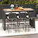 Back. Costway - 7 Pieces Patio Bar Set with Acacia Wood Tabletop & Removable Cushions Outdoor - Black,Off White.