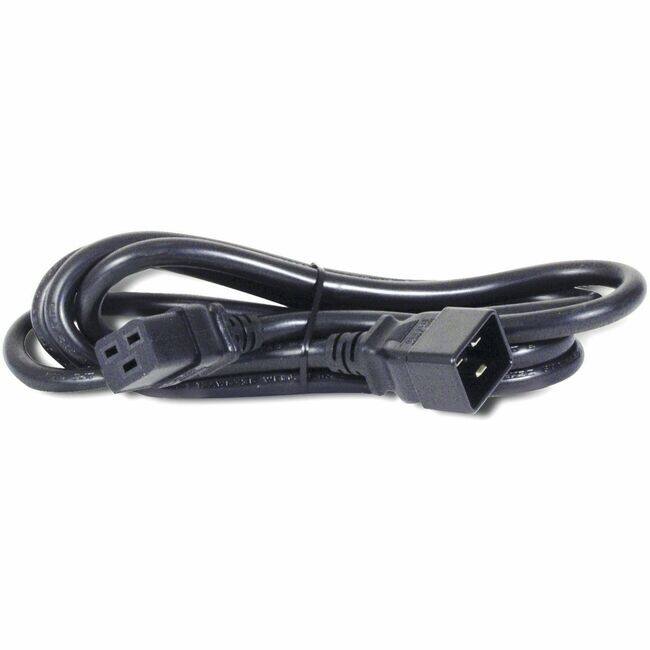 Front. APC - APC NetShelter Power Cord, IEC C19 to C20, 0.6m - 230 V AC - Black - 1.97 ft Cord Length - IEC 60320 C20 - 1 Each - Black.