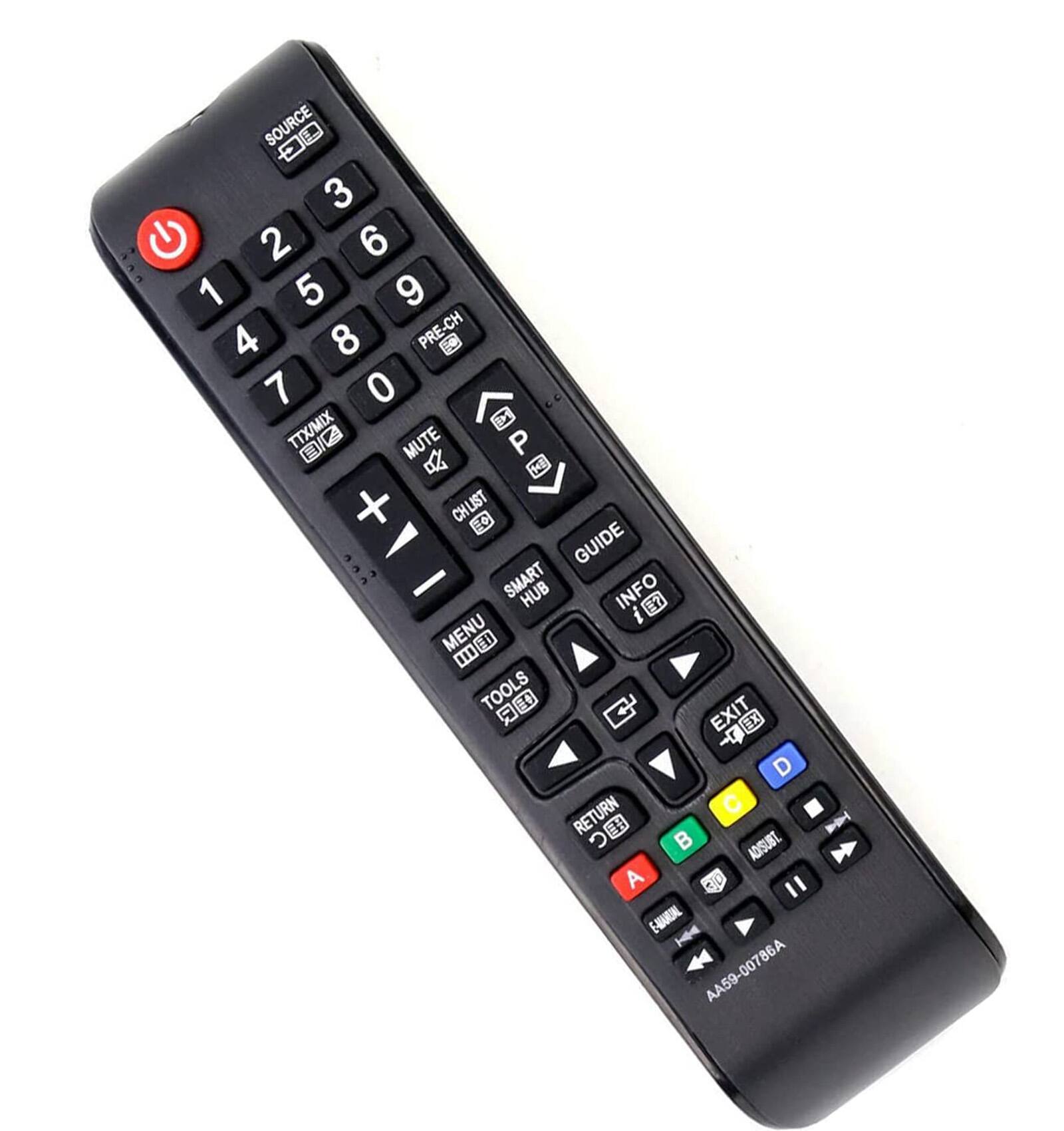 SOURCE  
1 2 3 4 5 6 7 8 9 0  
PRE-CH  
TTX/MIX  
MUTE  
CHLIST  
GUIDE  
INFO  
SMART HUB  
MENU  
TOOLS  
EXIT  
RETURN  
ADJUST  
A CID " E-ADURIAL  
AA59-00786A