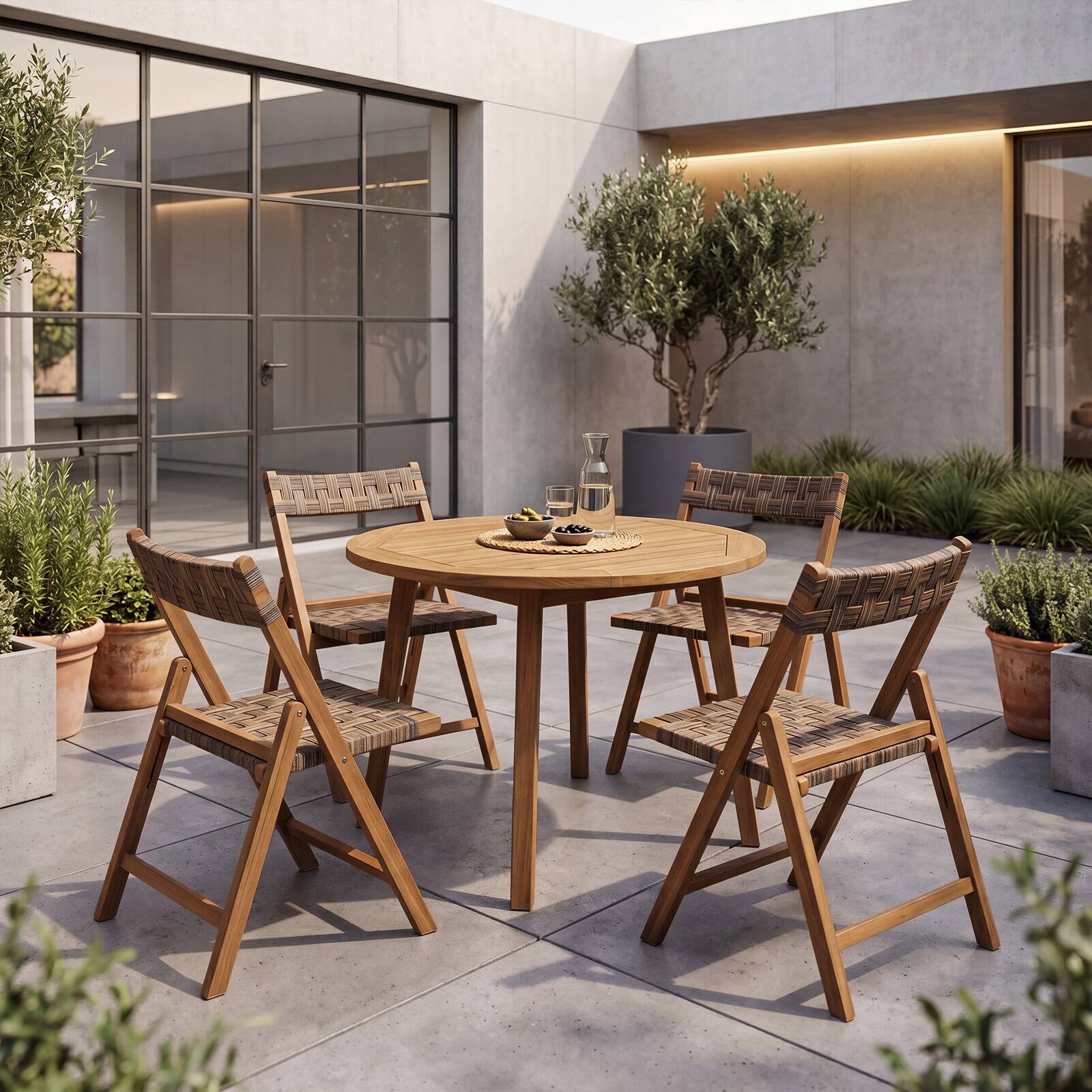 Alt View 1. Gymax - Gymax Teak Wood Folding Chairs Set of 4 400 Lbs Outdoor Seating w/110-Degree Contoured Back - Brown.