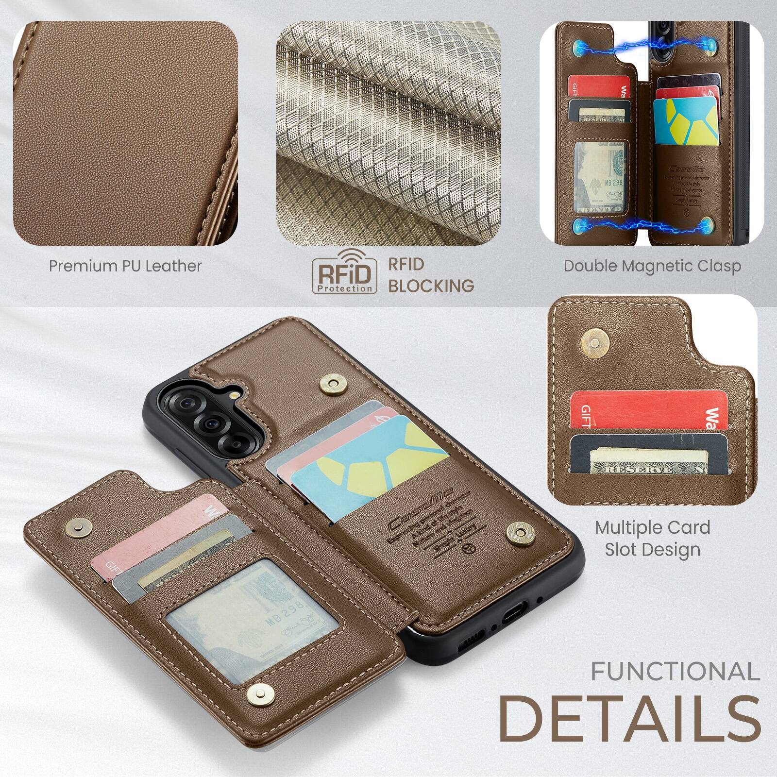 I Was 1 mH nzeie - - ape PRENES Premium PU Leather RFID RFiD Protection BLOCKING Double Magnetic Clasp oh GIFT Wa GIF W RRIT MB298 MB 0 S IE N Ces nres cop of te segincs Atd  Sery Multiple Card Slotsr = Slot Design - FUNCTIONAL DETAILS