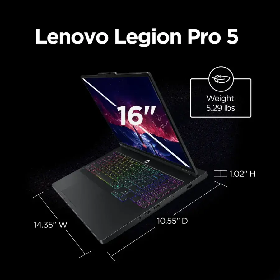 Lenovo Legion Pro 5 16" Weight 5.29 lbs.