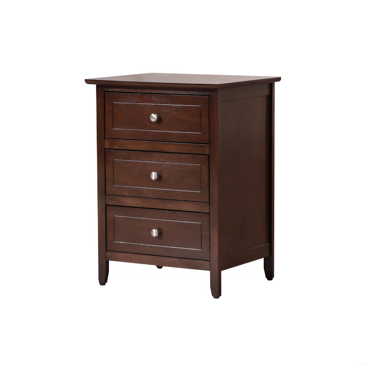 Alt View 2. Loheer - Loheer Cappuccino 3 Drawer Nightstand, Transitional Bedside Storage Table - Cappuccino.