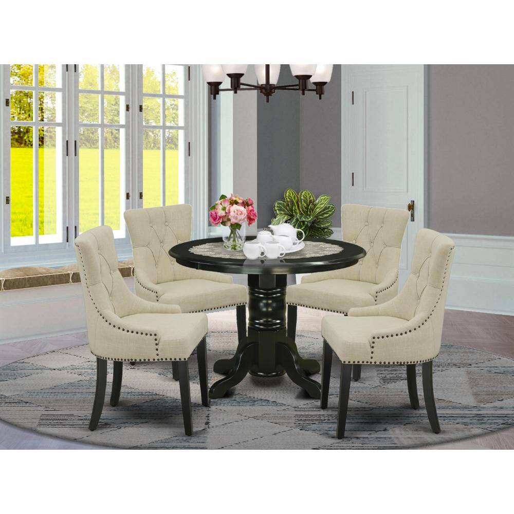 Back. East West Furniture - Dining Room Set Black - Brown.