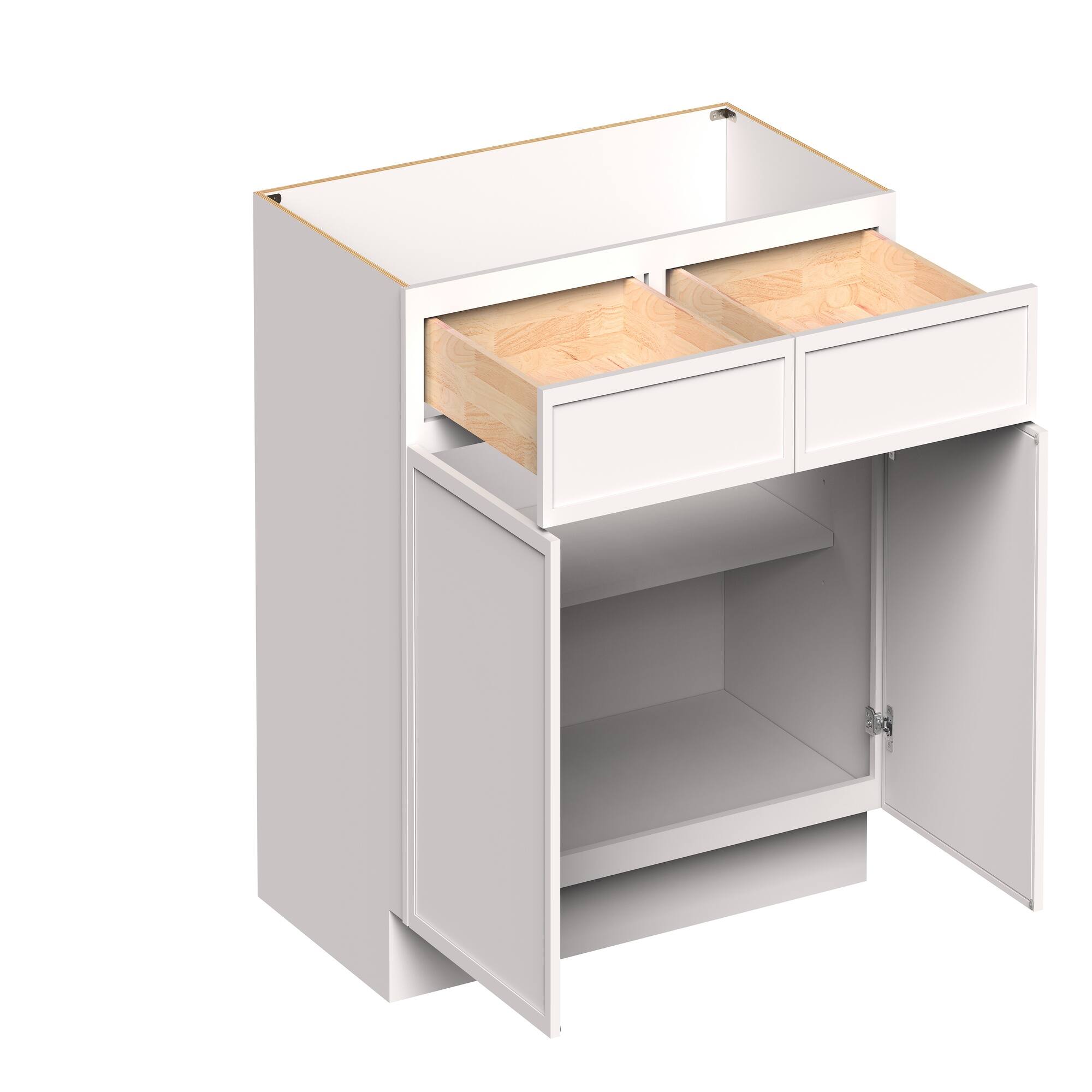 Front. Boyel Living - 42-in W x 34.5-in H x 24-in D Slim Shaker RTA Kitchen Base Cabinet with Soft-Close - Snow White.