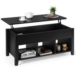Gymax - Lift Top Coffee Table w/ Storage Compartment Shelf Living Room Furniture - Black