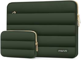 mosiso - Puffy Laptop Sleeve 13-13.3 inch for MacBook Air 13 13.6 M4 M3 M2 M1/Pro 13/Pro 14, HP Dell ASUS Lenovo - Antique Green