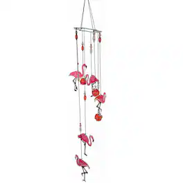 Spoontiques - Pink Flamingo Metal Wind Chime Outdoor Garden Décor Backyard and Patio Decoration 17 inch