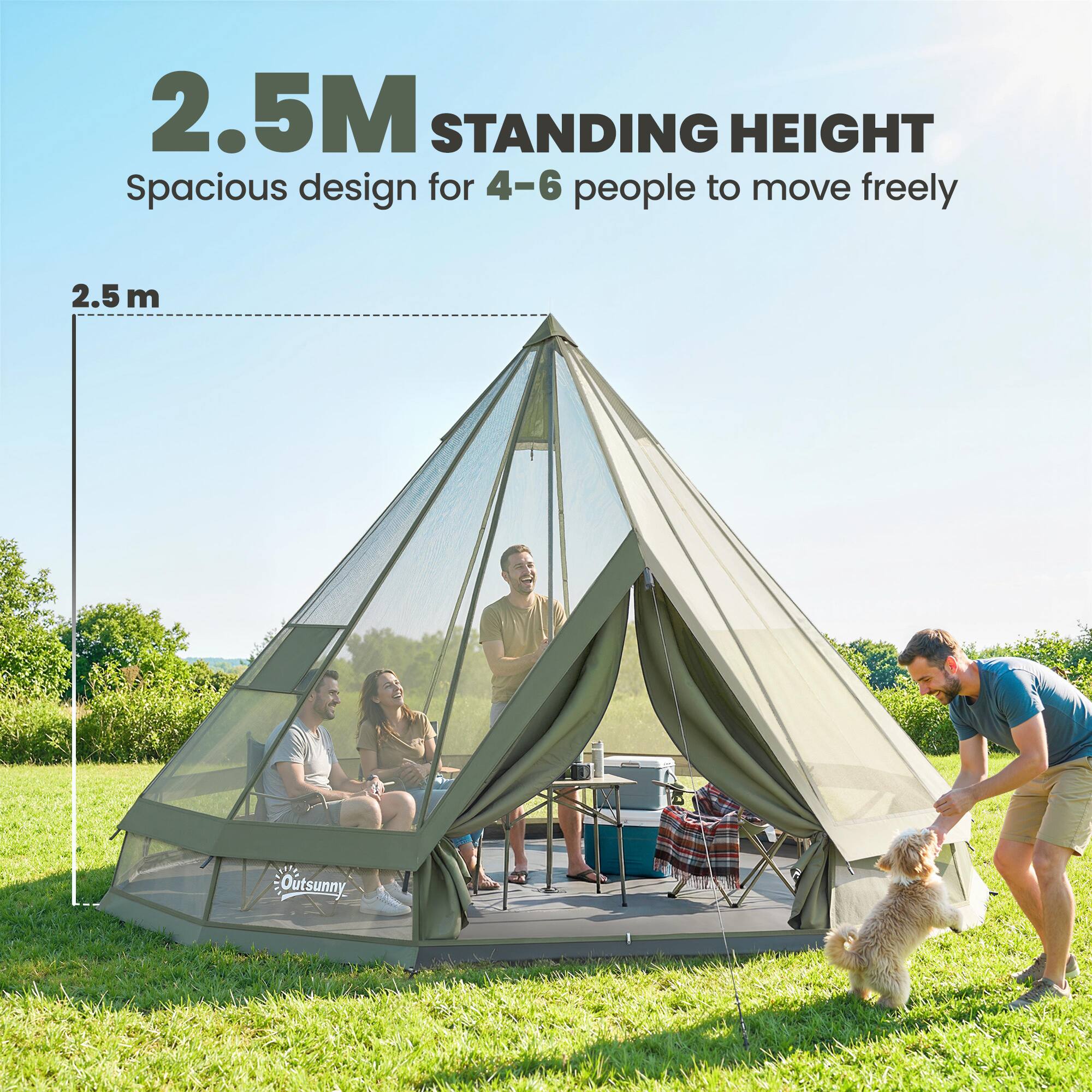 2.5M STANDING HEIGHT  
Spacious design for 4-6 people to move freely  

2.5 m