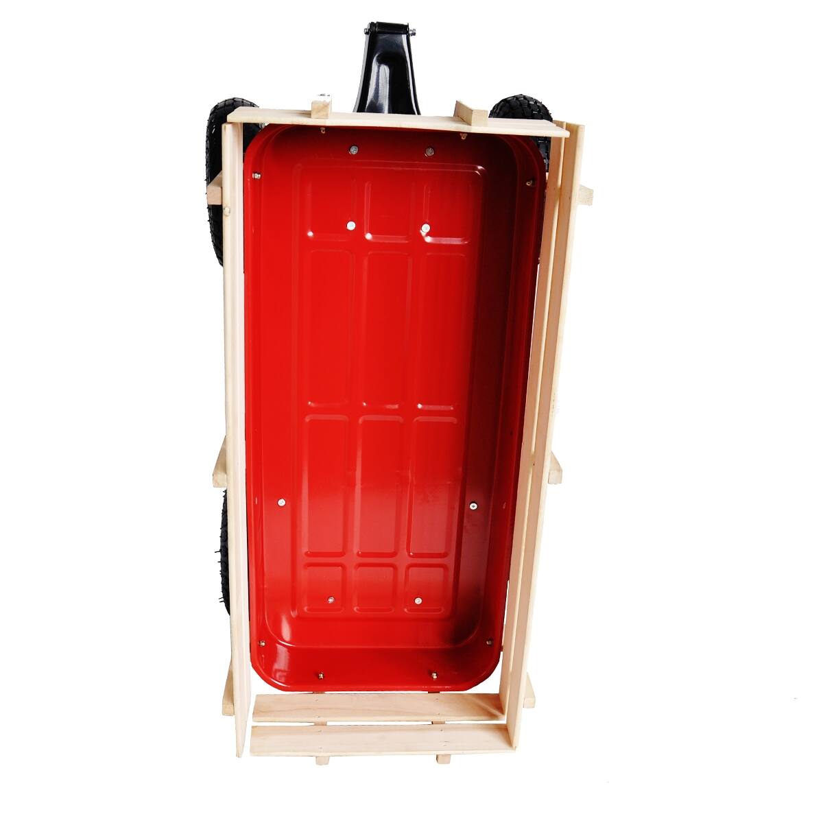 Alt View 10. Loheer - Loheer Garden Wagon Cart with Removable Wood Sides, Air Tires and Adjustable Handle, Red.