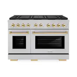 ZLINE - Autograph 48 in. 6.7 cu. ft. Freestanding Paramount Dual Fuel DuoPro Range with Gold Accents - Stainless Steel