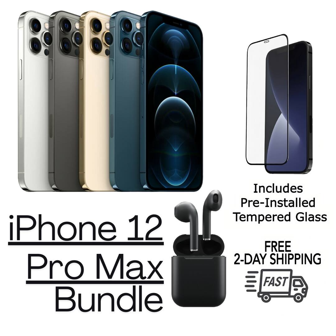 iPhone 12 Pro Max Bundle  
Includes Pre-Installed Tempered Glass  
FREE 2-DAY SHIPPING  
FAST