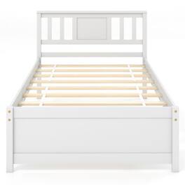 Kadyn - Platform Bed Frame Bedroom Bed FrameWooden Platform Bed with Headboard and Wood Slat Support WhiteTwin Size - White-Twin