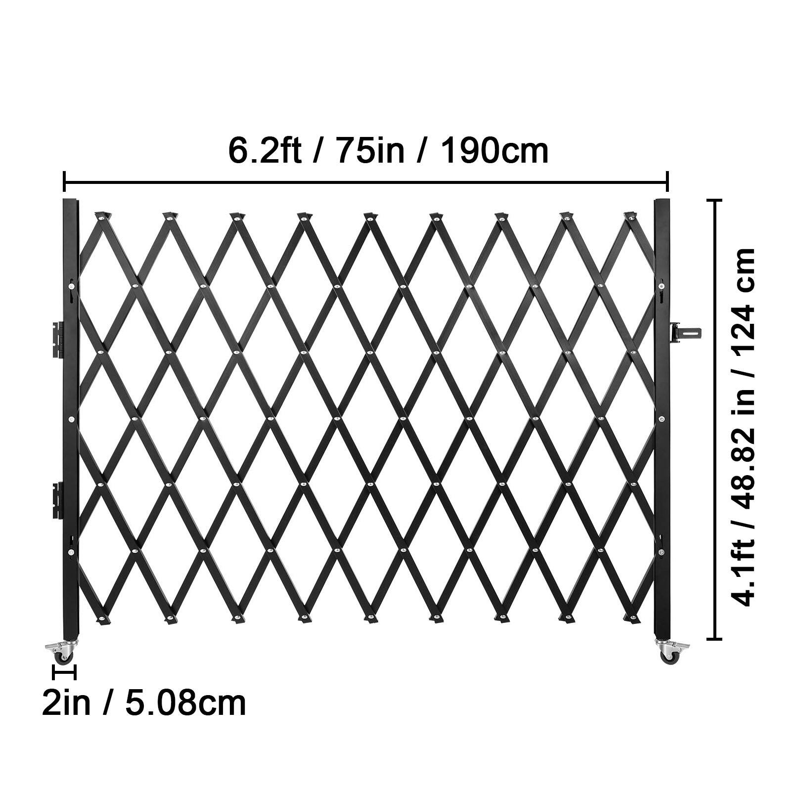 6.2ft / 75in / 190cm  
4.1ft / 48.82in / 124cm  
2in / 5.08cm