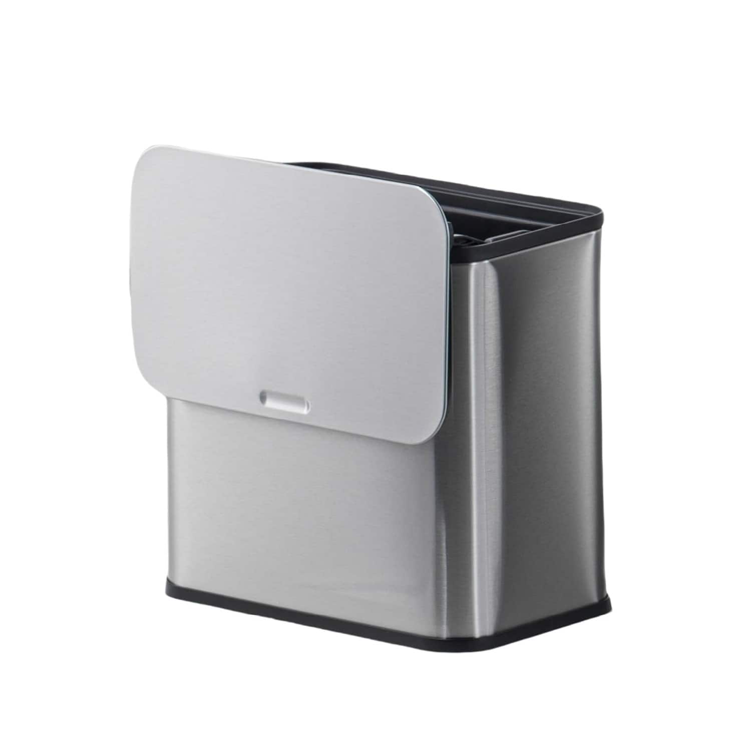 GARVEE - 1.3 Gal Hanging Trash Can,Stainless Steel Kitchen Bin with Lid,Inner Bucket - Silver