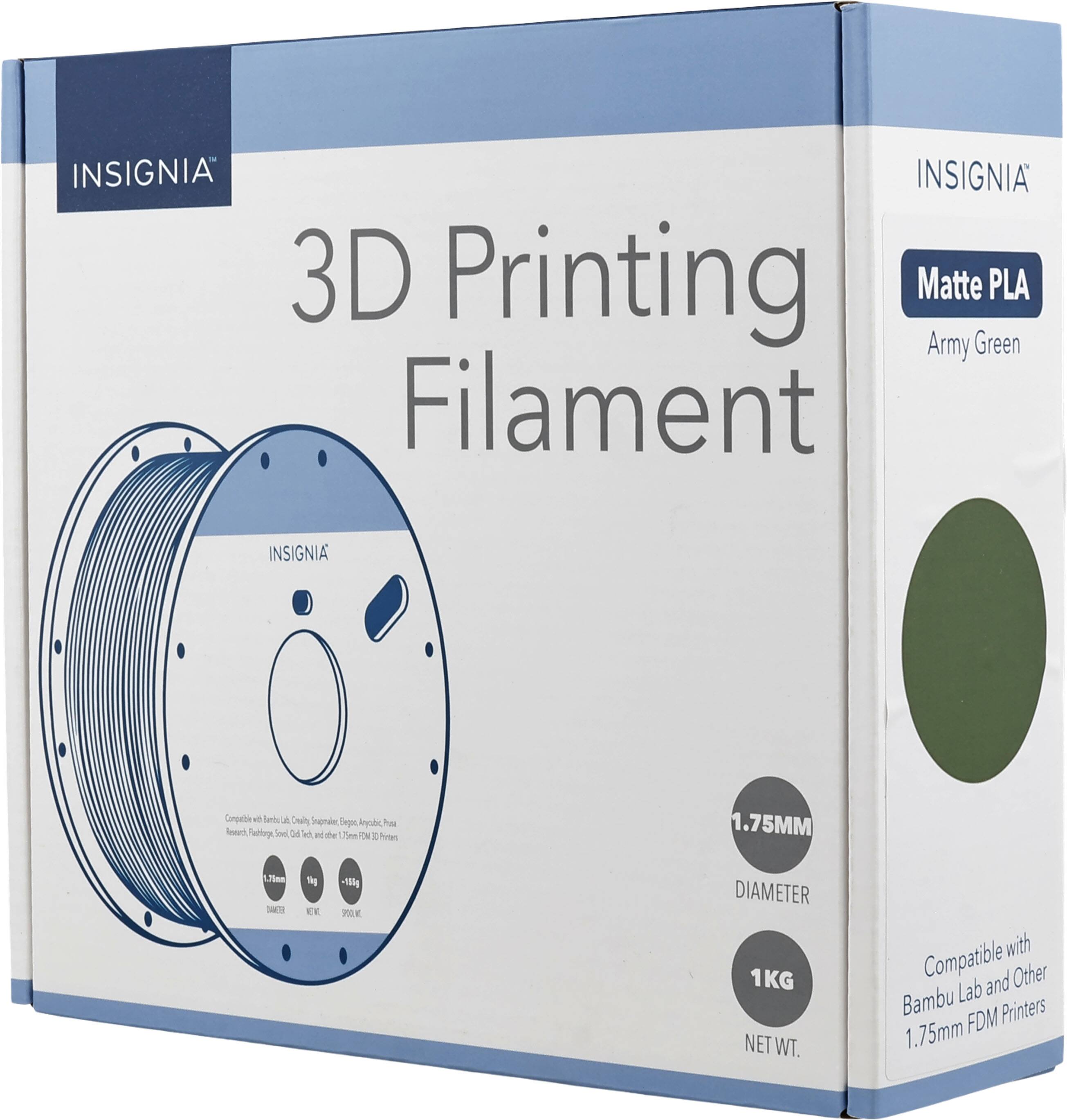 INSIGNIA 3D Printing Matte PLA Army Green Filament

INSIGNIA

Compatible with Bambu Lab, Creality, Elegoo, Prusa, and other 1.75mm FDM 3D printers

1.75MM DIAMETER

1KG NET WT.