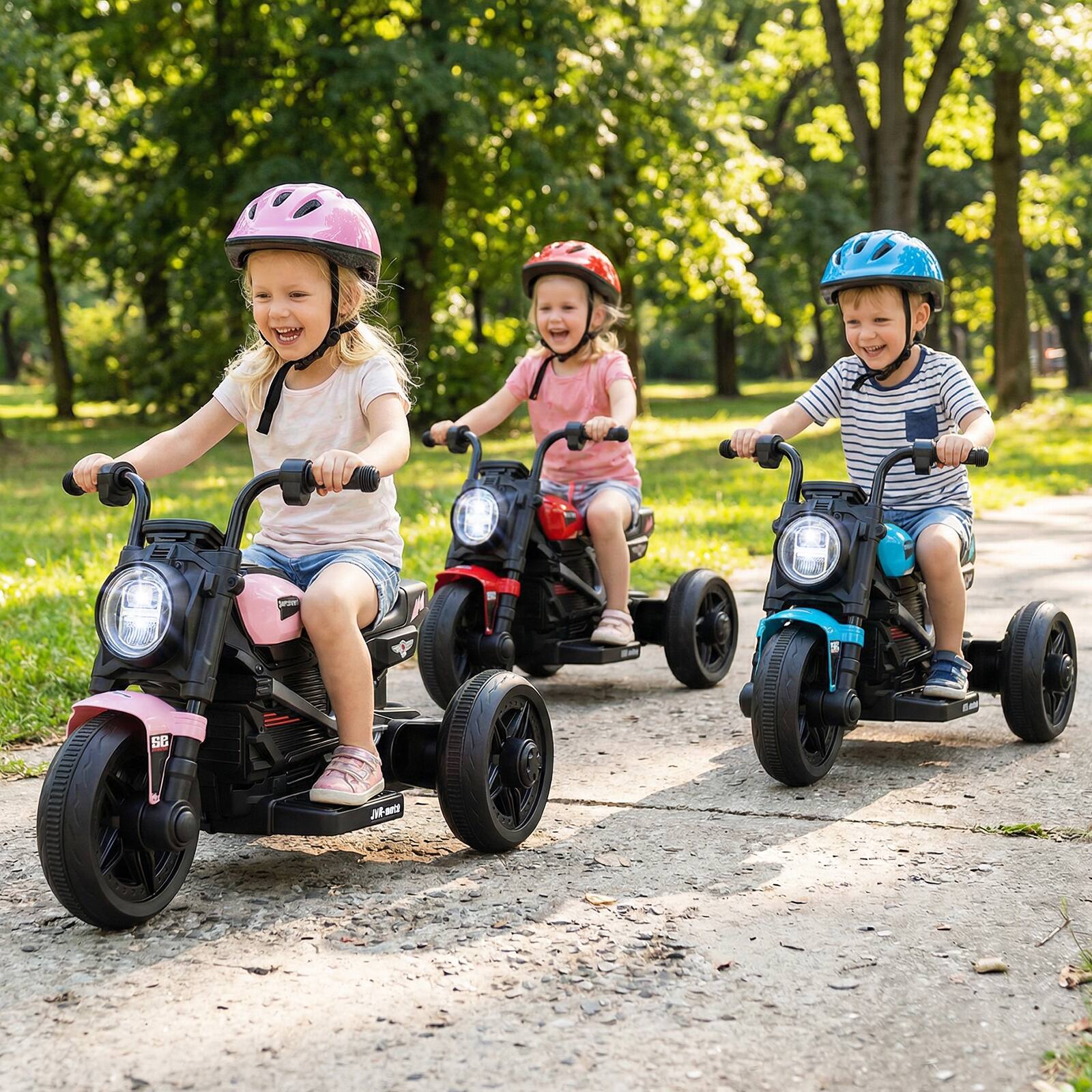 Alt View 3. Gymax - Gymax 6V Kids Motorcycle w/Song Story LED Headlights Accelerator Pedal & 3 Wheels Pink - Pink.