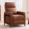 Front. KERDOM - Medium Size Push Back Recliner Chair, PU Leather Upholstered Reclining Sofa Chair with Footrest for Compact Room, Office - Brown.