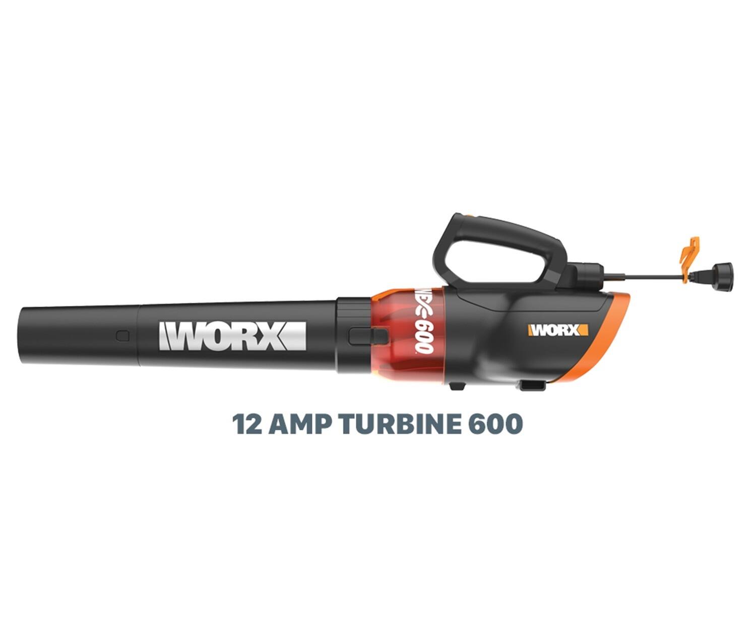 WORX 12 Amp TURBINE 110 MPh 600 CFM Electric Leaf Blower Black