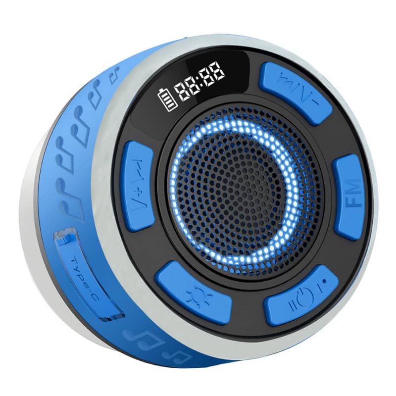 SKRAN - Waterproof Shower Speaker with LED Display, Waterproof, 360° Clear & Balanced Sound, for Bathroom, Pool, Beach & Outdoor