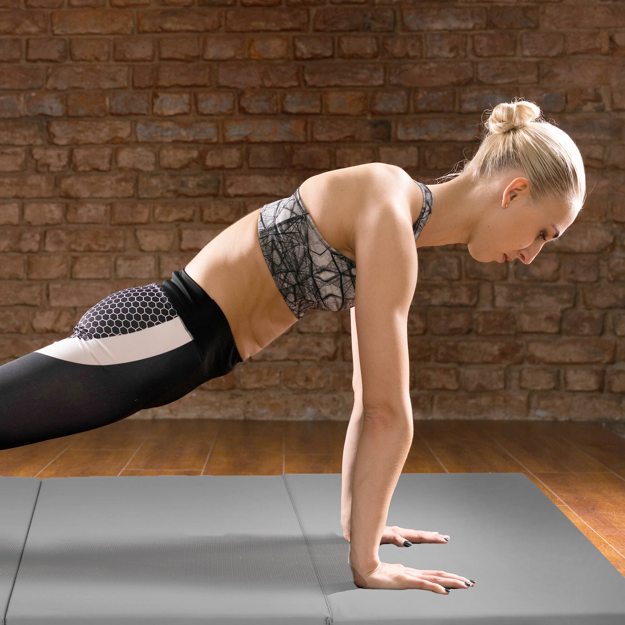 Alt View 2. BalanceFrom Fitness - BalanceFrom Fitness GoGym 6x2ft Folding 3 Panel Exercise Mat with Handles, Gray - Gray.