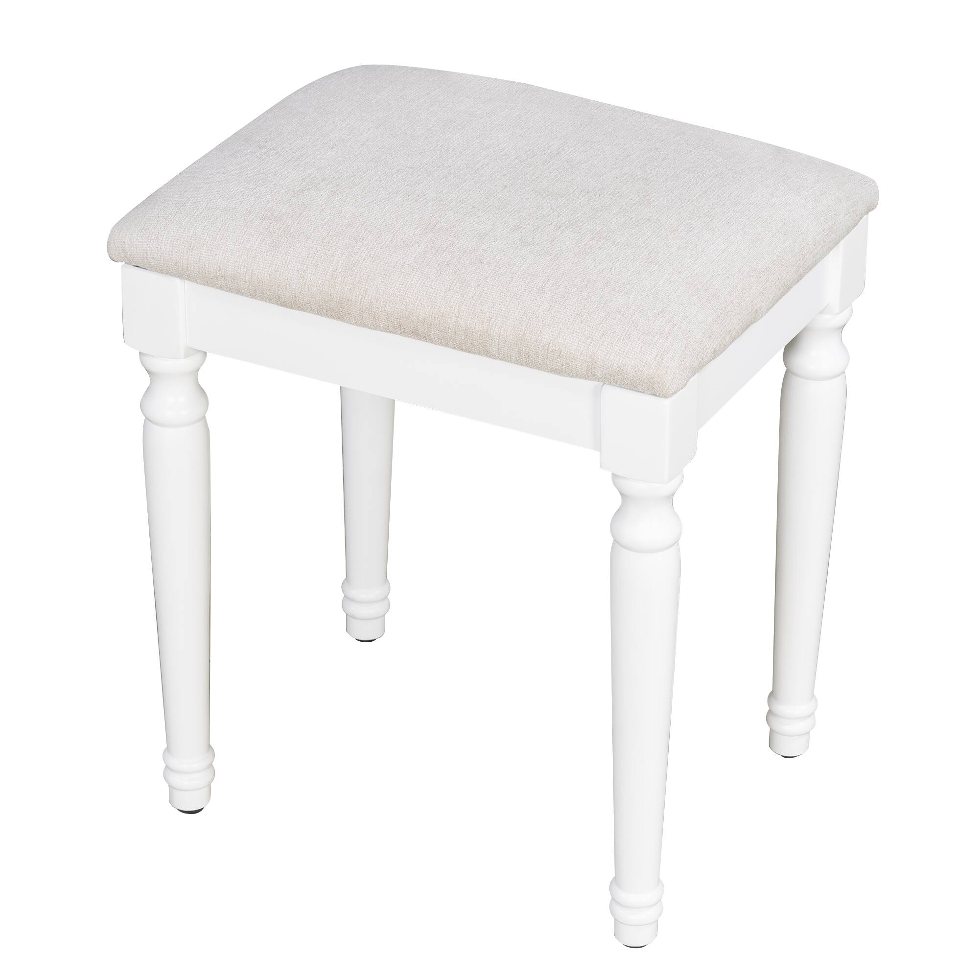 Back. COWLOWN - 44.37 Inch Vanity Desk 13 Hollywood Bulbs 3 Modes Tri Fold Mirror 5 Drawers Shelves White - White.