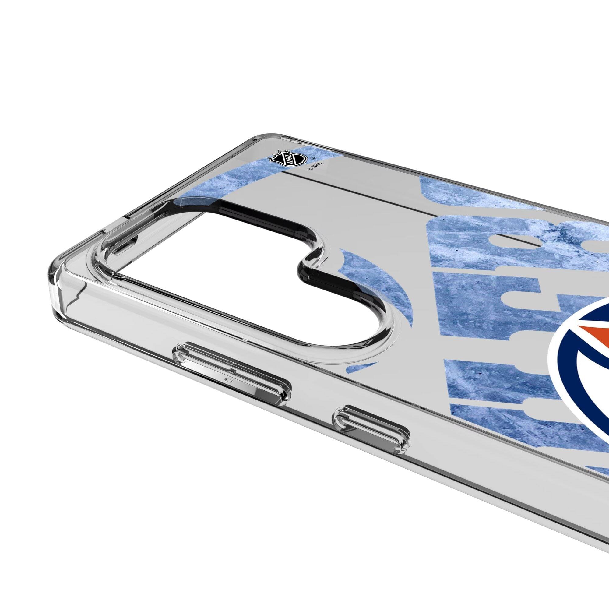 Alt View 2. Keyscaper - Edmonton Oilers Galaxy Clear Ice Case - S22 - Multicolor.