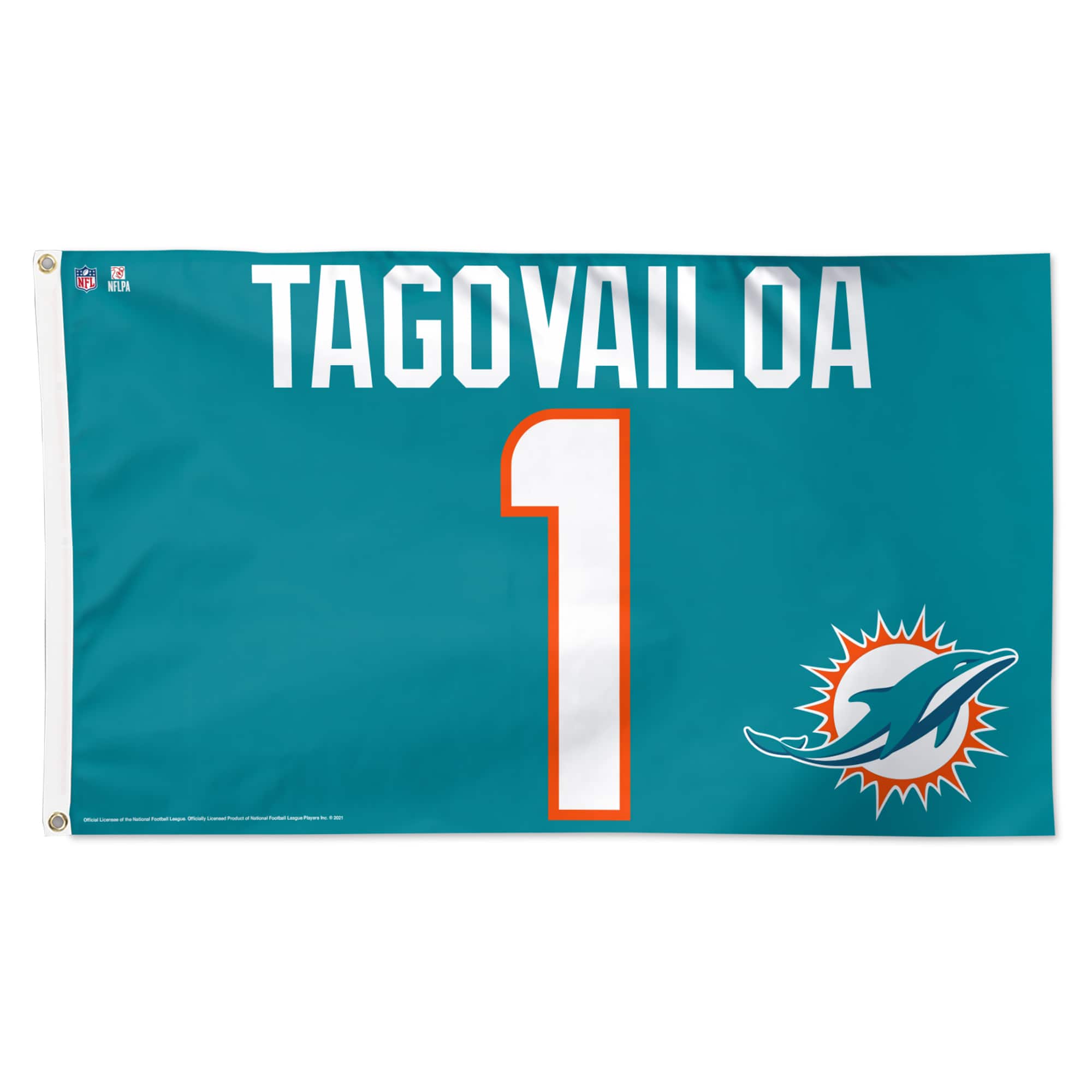 WinCraft - Tua Tagovailoa Miami Dolphins 3' x 5' Single-Sided Deluxe Name & Number Flag - Multicolor