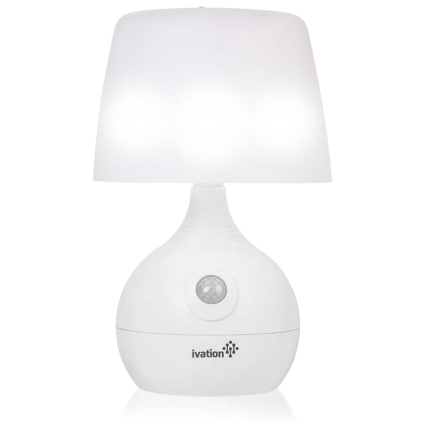 Ivation - 12-LED Table Lamp, Battery Operated Motion Sensing Table Lamp with Dual Color Range - White