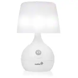 Ivation - 12-LED Table Lamp, Battery Operated Motion Sensing Table Lamp with Dual Color Range - White