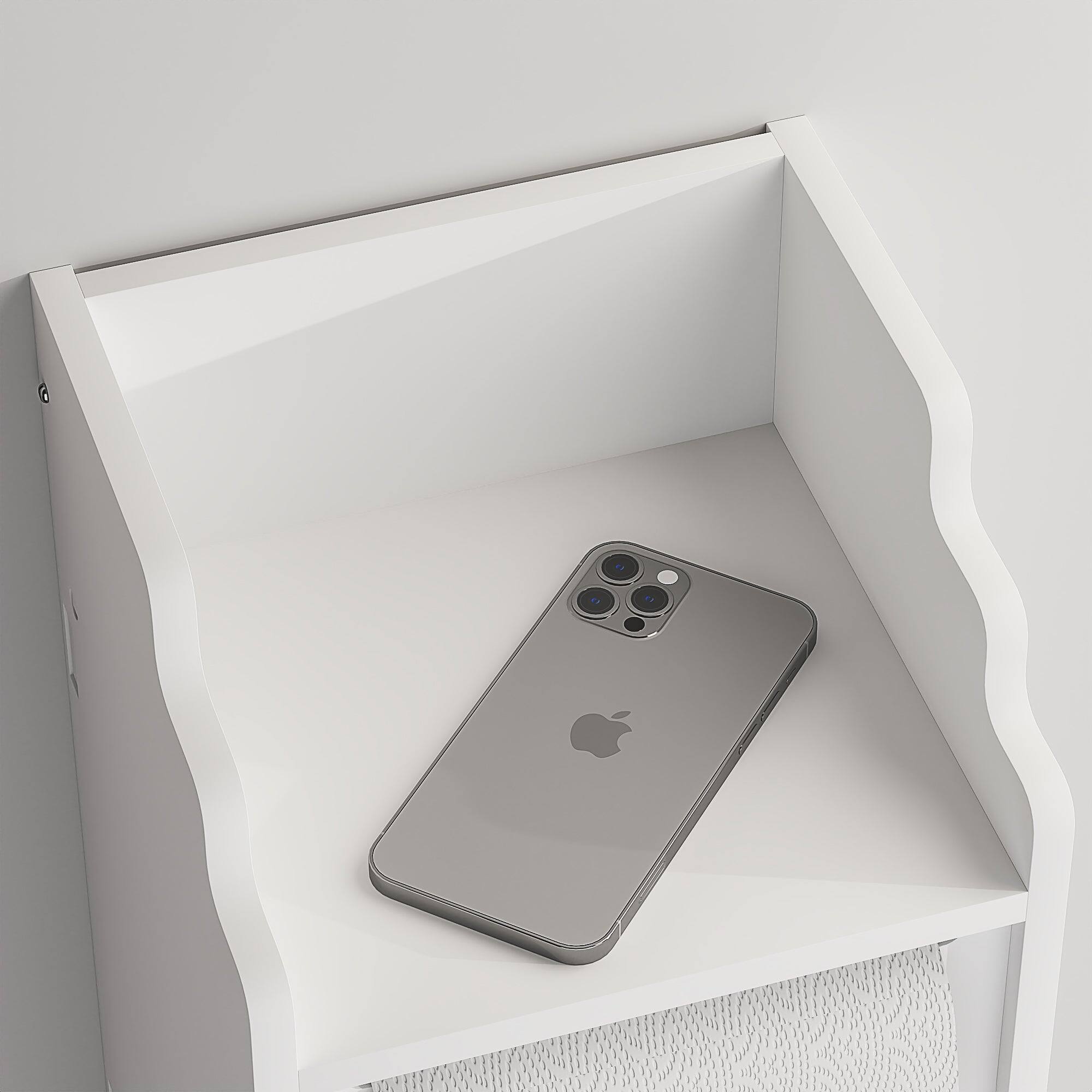 Left. Vecelo - Narrow Bathroom Storage Cabinet with Toilet Paper Organizer-Space-Saving, Perfect for Small Bathrooms & Next to Toilets - White.