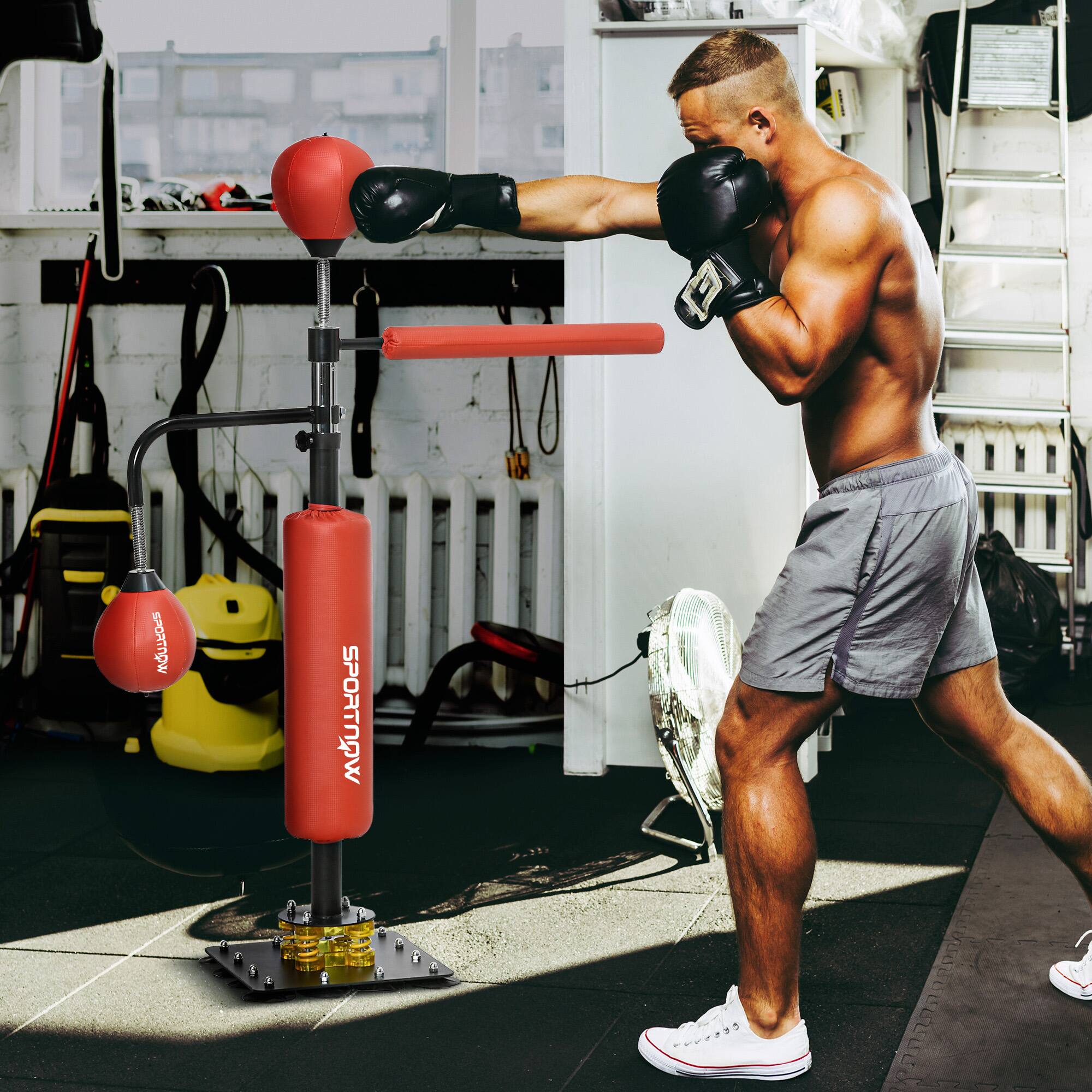 Soozier Boxing Bag Stand with Speed Bag and Reaction Bar Challenge