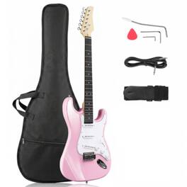 Winado - 39 Inch Electric Guitar Solid Body Beginner Kit with Gig Bag Includes Picks, Tremolo Bar, Extra Strings, Strap & Tool - Pink