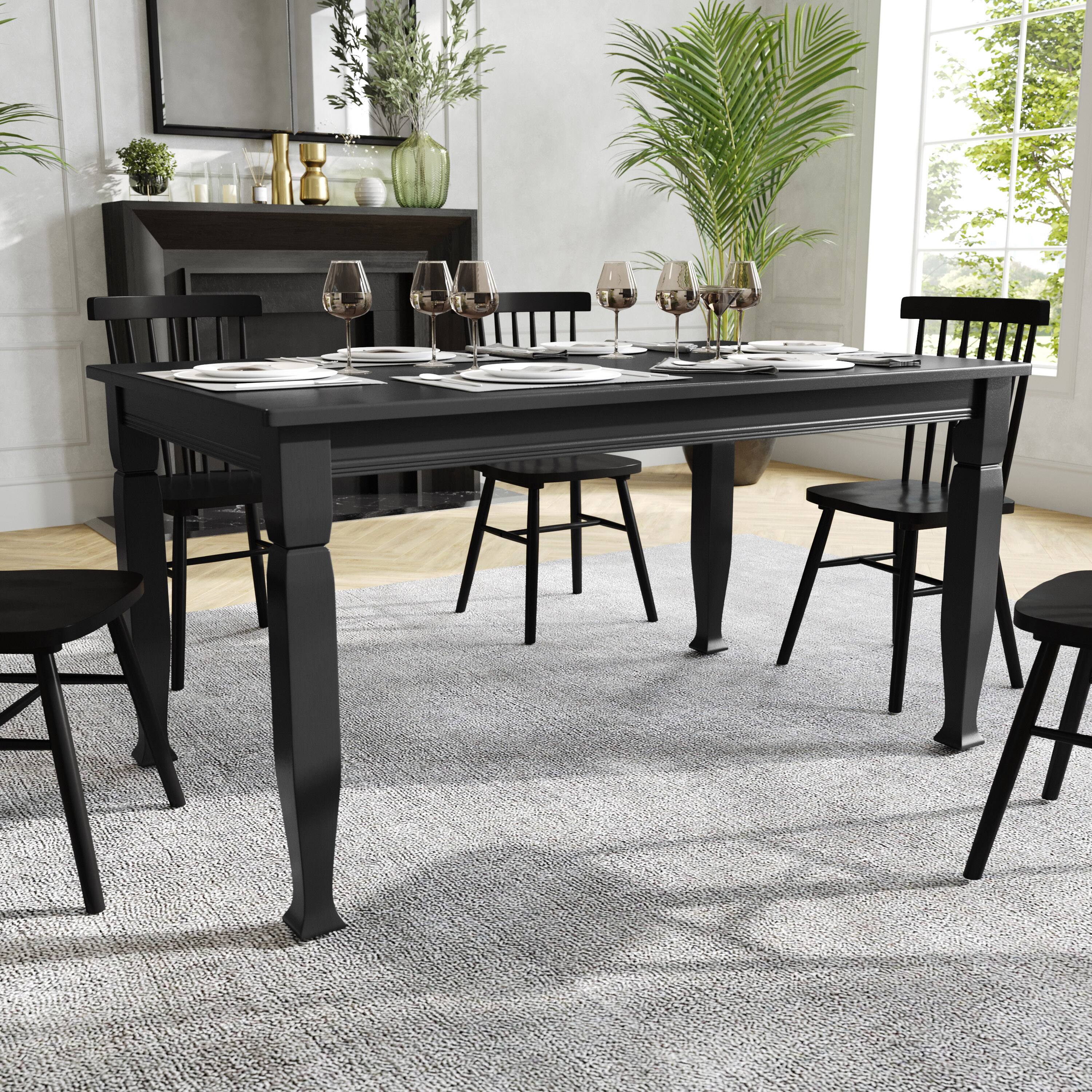 Alt View 1. Flash Furniture - Grace 60" Solid Wood Dining Table with Turned Wooden Legs, Commercial Grade Heavy Duty Rectangle Wood Table for 6, Black - Black.