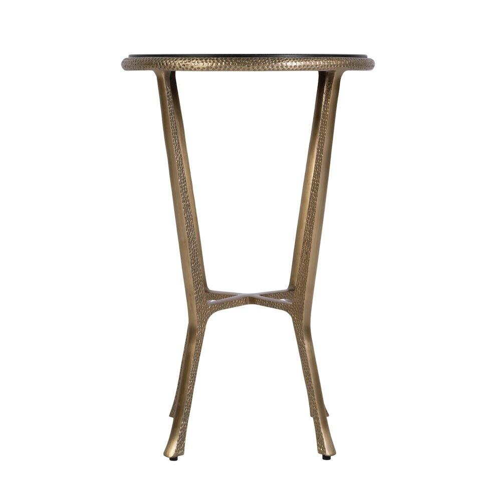 Back. Butler Specialty - Ivy 15.5 in. W Round Metal & Granite Side Table - Black,Antique Gold.