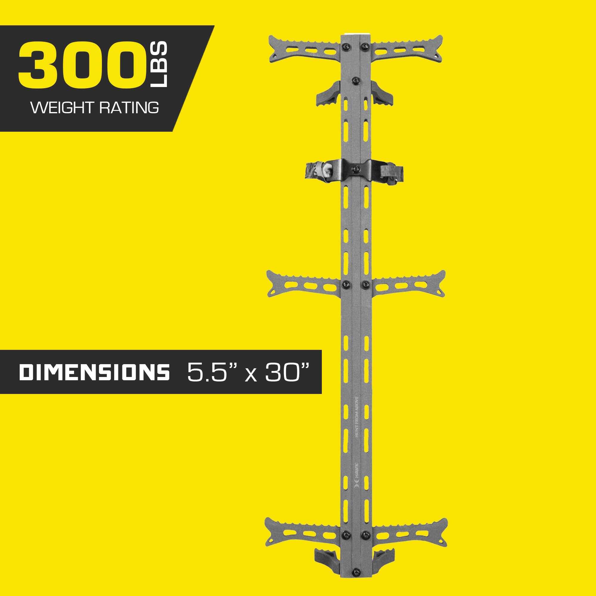 300 LBS WEIGHT RATING  
DIMENSIONS 5.5" X 30"