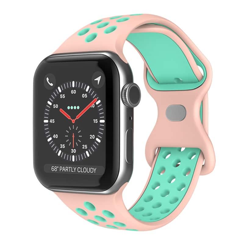 StrapsCo - ColorBlock Active Strap Silicone Rubber Watch Band For Apple Watch - 44mm/45mm/46mm/49mm/Ultra (Medium-Long) - Pink & Mint price history on PriceWatchPro