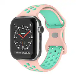 StrapsCo - ColorBlock Active Strap Silicone Rubber Watch Band For Apple Watch - 44mm/45mm/46mm/49mm/Ultra (Medium-Long) - Pink & Mint