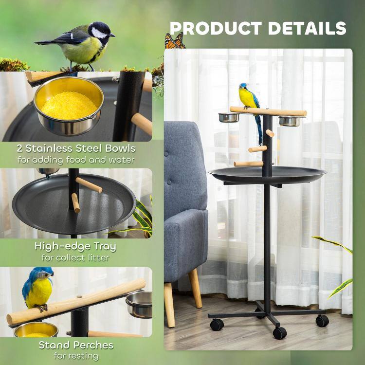 PRODUCT DETAILS

2 Stainless Steel Bowls for adding food and water

High-edge Tray for collect litter

Stand Perches for resting