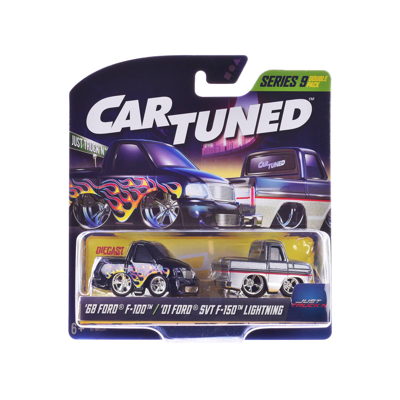 SERIES 9 DOUBLE PACK TM CAR TUNED JUST TRUCK N' TRUCK'N  
DIECAST CHARBAND CSC JUST R  
'68 FORD F-100™ / '01 FORD SVT F-150™ LIGHTNING