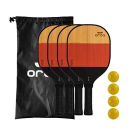 ORCA - Echo 4-Pack Pickleball Paddle Set with Travel Bag and Indoor Balls - Black