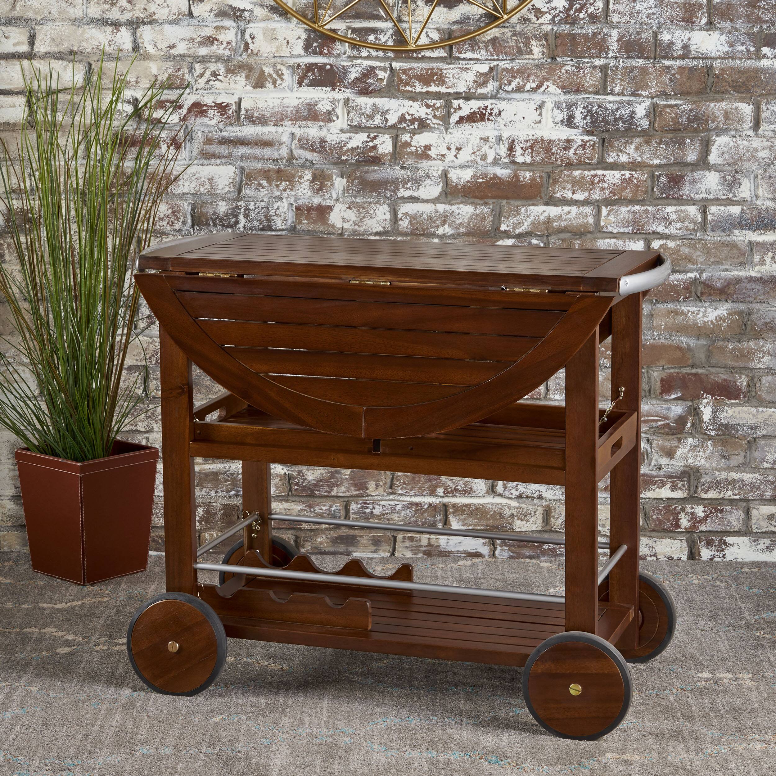 Left. APRILSOUL - Adjustable Wood Aluminum Bar Cart Wine Storage Removable Trays Modern Industrial - Oak+Silver.