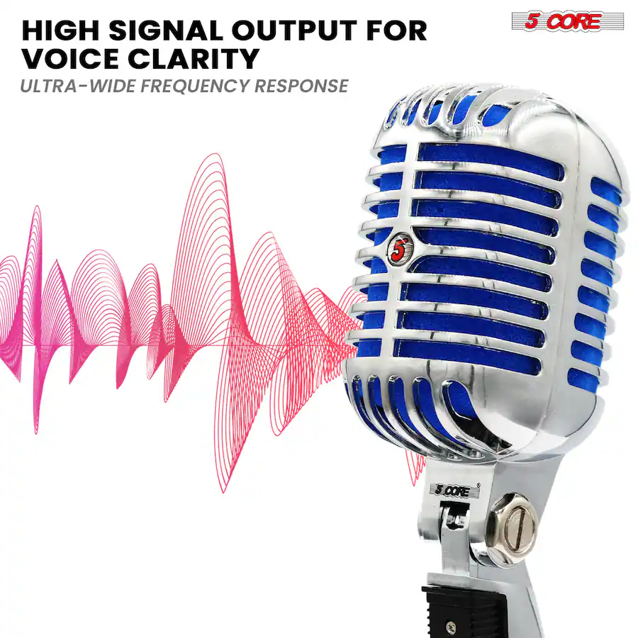 5 CORE Retro Dynamic Vocal Microphone Vintage Classic Mic RTRO MIC CH ...