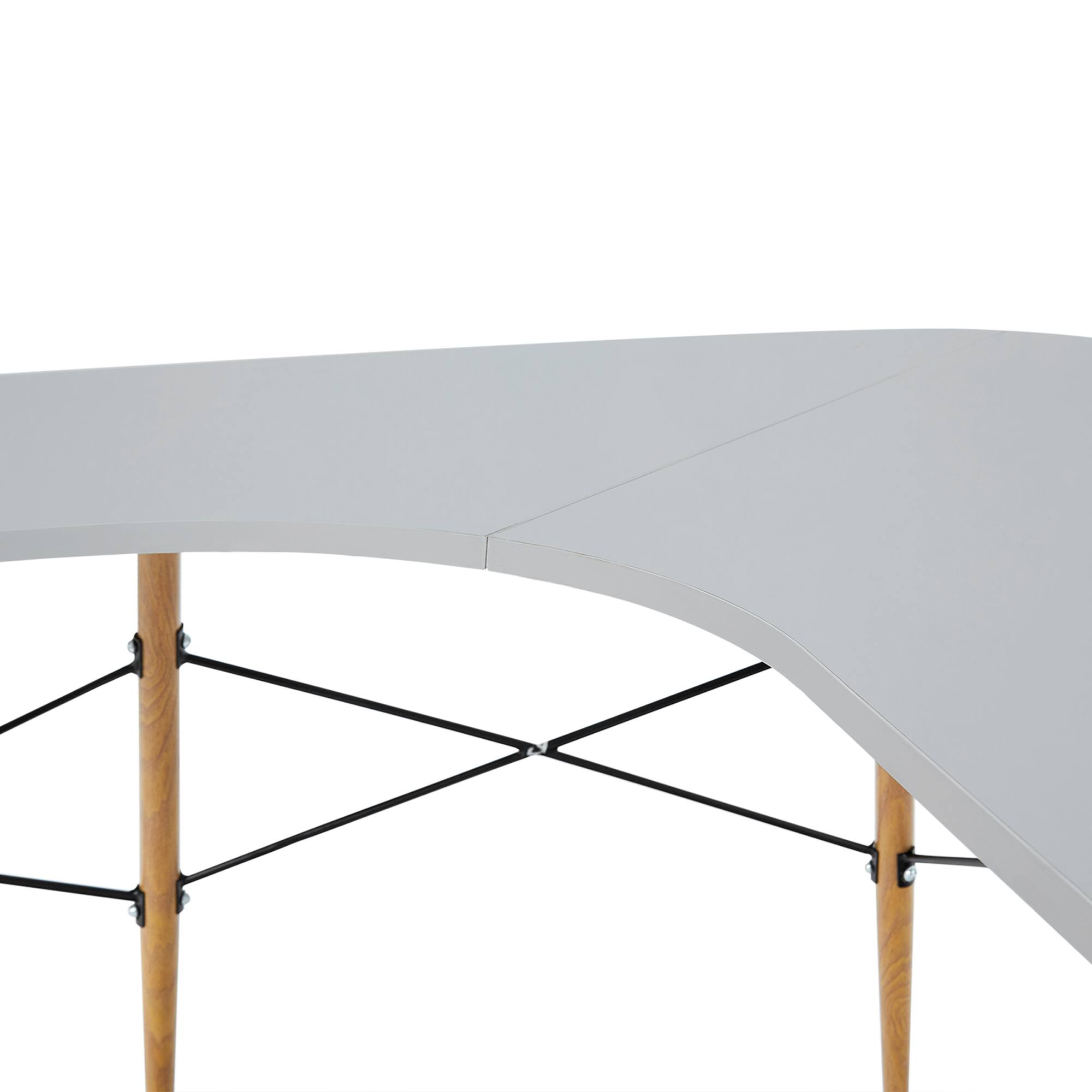 Back. Teamson Home - Roberto L-Shaped Corner Desk with Wood and Metal Details - Grey.