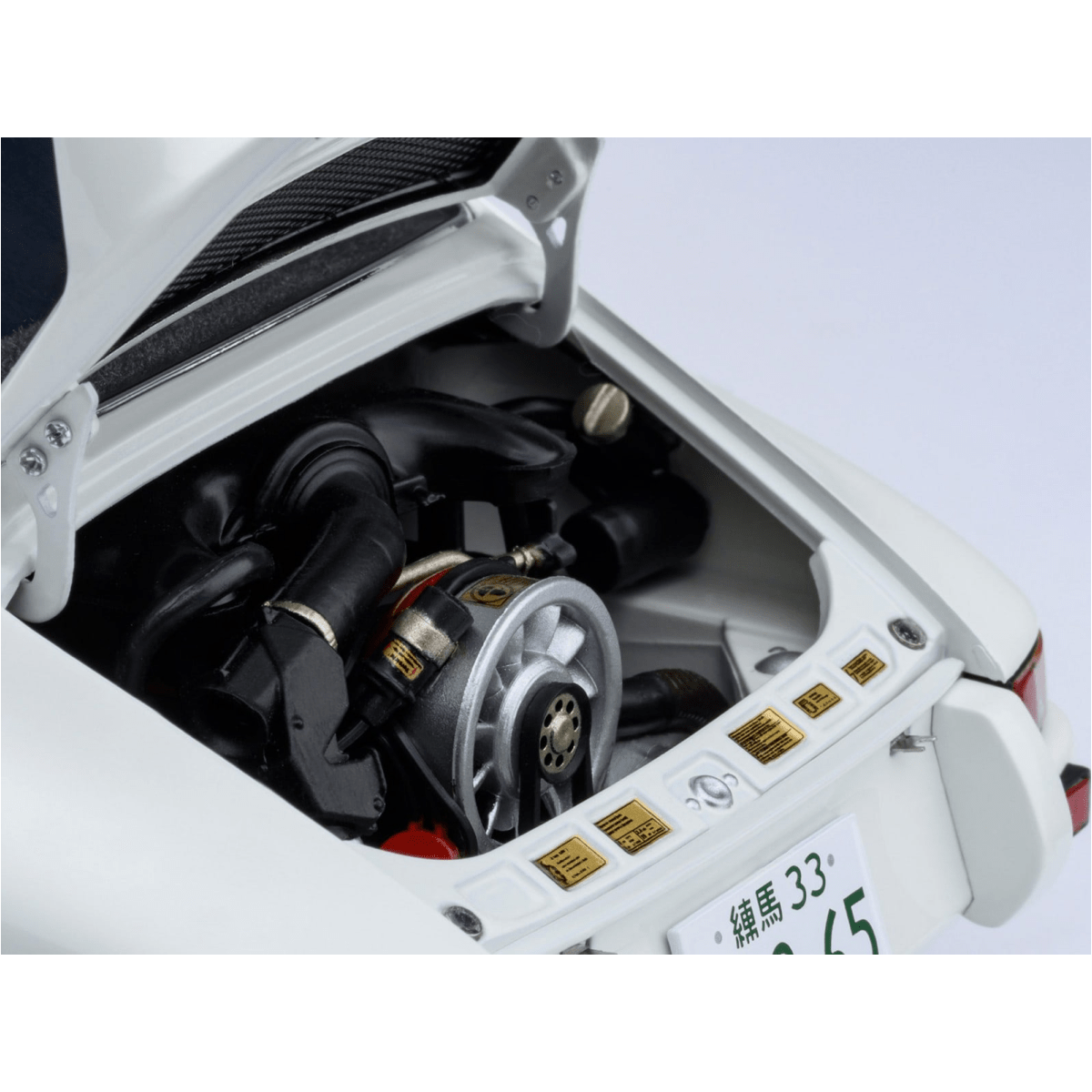 Alt View 9. Autoart - Porsche 911 Carrera 2.7 RS "The Circuit Wolf" White with Red Stripes & Wheels w/Hood Graphics 1/18 Model Car by Autoart.